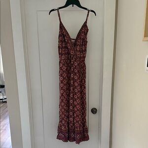 Maurice’s Women’s Elegant Burgundy Patterned Maxi Dress Large